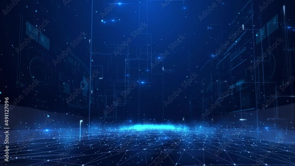 Plexus tech particles background is a hi-tech digital dot line particle background, future sci-fi video material, dotted line particle technology video, technology digital line particle.