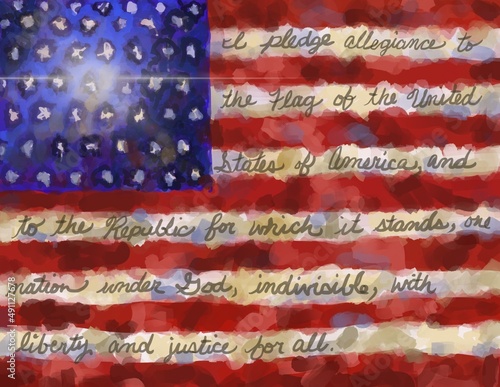 Εκτύπωση καμβά American flag with pledge of allegiance background