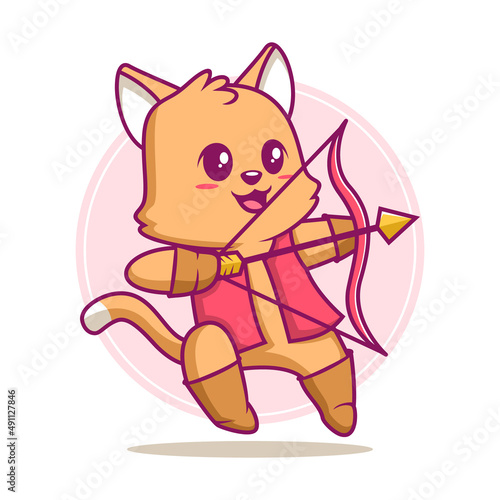 cute cat archer cartoon illustration