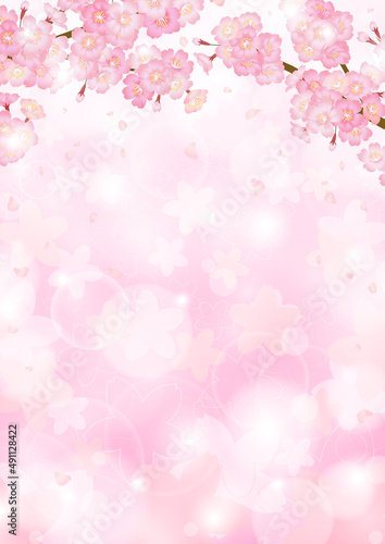 ピンクキラキラ背景の桜ベクターイラスト素材