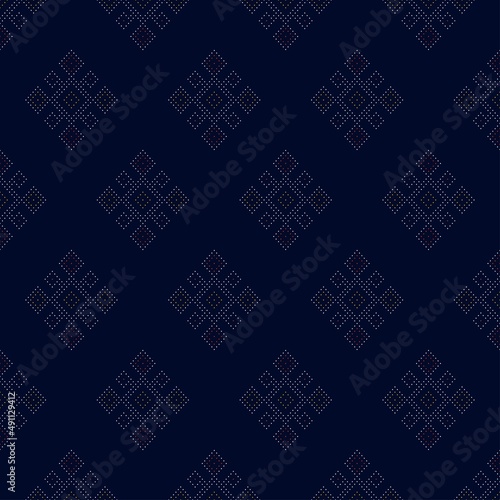 Geometric ethnic oriental seamless pattern traditional Design for background,carpet,wallpaper.clothing,wrapping,Batik fabric,Vector illustration.embroidery style - Sadu, sadou, sadow or sado