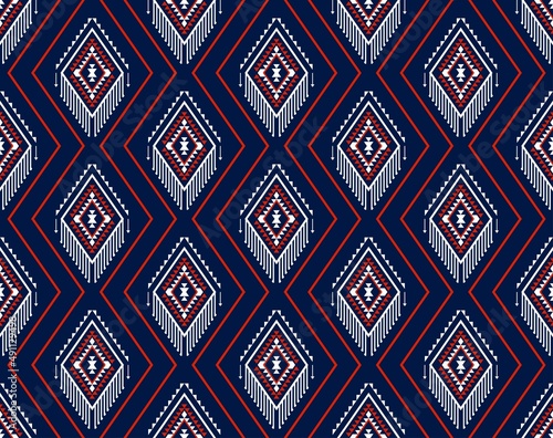 Geometric ethnic oriental seamless pattern traditional Design for background,carpet,wallpaper.clothing,wrapping,Batik fabric,Vector illustration.embroidery style - Sadu, sadou, sadow or sado