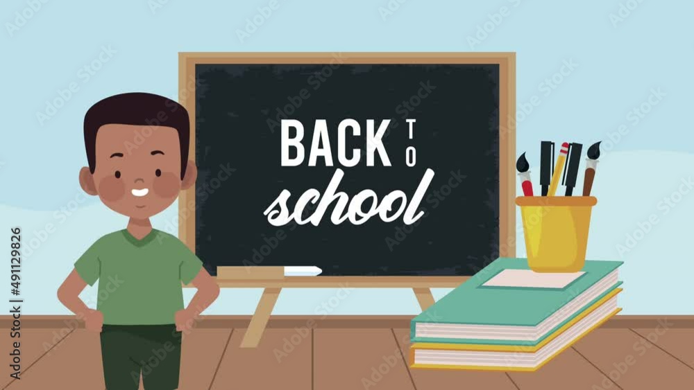 back to school lettering in chalkboard with afro boy back to school lettering in chalkboard with afro boy
