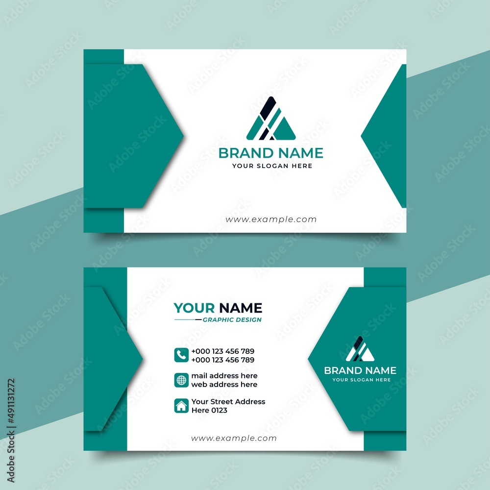 Green modern creative business card and name card, horizontal simple clean template vector design