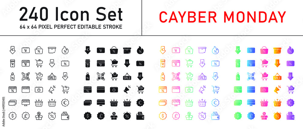 Cyber Monday Icon Set 240 isolated on white background Cyber Monday Icon Set 240 isolated on white background