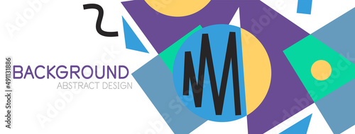 Abstract background. Blocks, lines, triangles, circles composition. Techno or business concept for wallpaper, banner, background, landing page