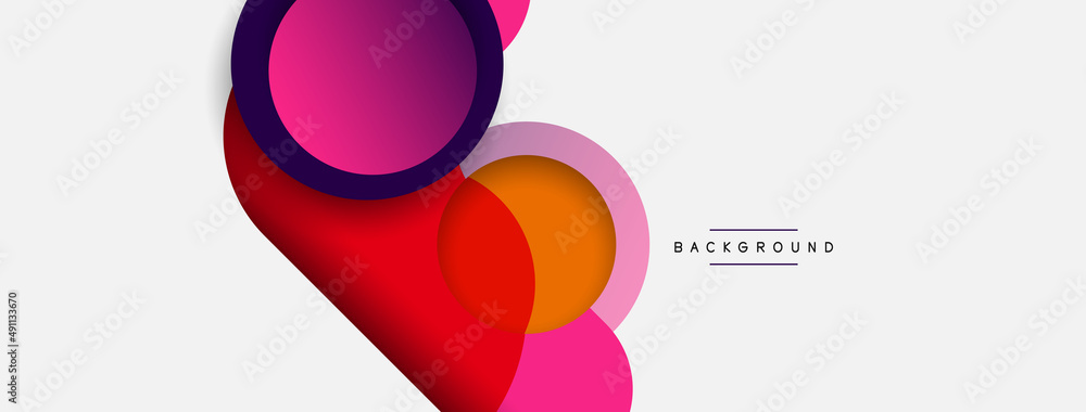 Creative geometric wallpaper. Minimal abstract background. Circles composition vector illustration for wallpaper banner background or landing page Creative geometric wallpaper. Minimal abstract background. Circles composition vector illustration for wallpaper banner background or landing page