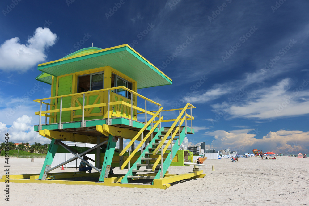 teal lifeguard stand