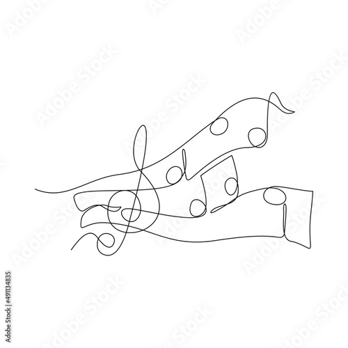 Continuous one line drawing abstract music note