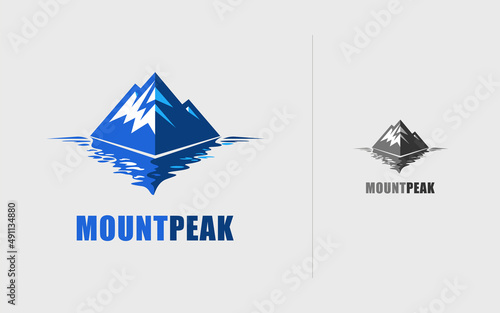 Iceberg logo on the water with reflection. 3D vector volume Logo Design template for Corporate identity or Brand logo design.