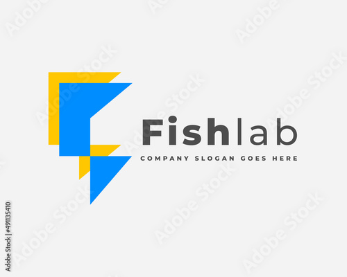 Fish Lab F Letter Logo is suitable for laboratory test, hatchery, fish market and e-commerce platform.