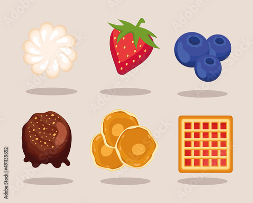fruits and waffles