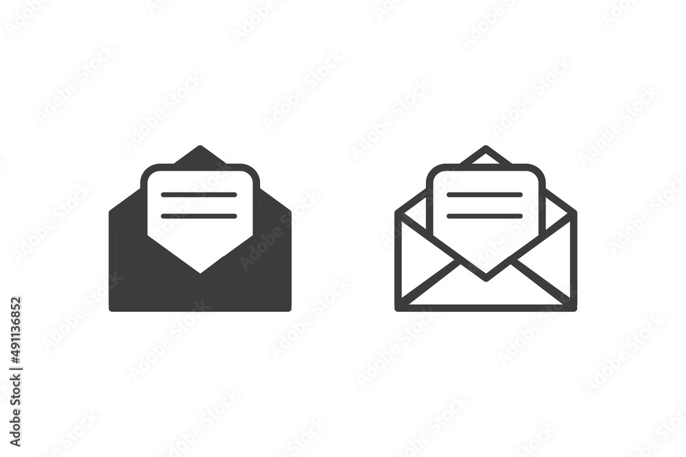 Email icon vector illustration glyph style design with 2 style icons black and white. Isolated on white background. Email icon vector illustration glyph style design with 2 style icons black and white. Isolated on white background.