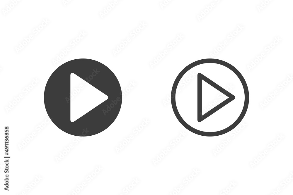 Play icon vector illustration glyph style design with 2 style icons black and white. Isolated on white background. Play icon vector illustration glyph style design with 2 style icons black and white. Isolated on white background.