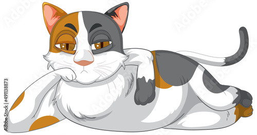 A cat chilling on white background
