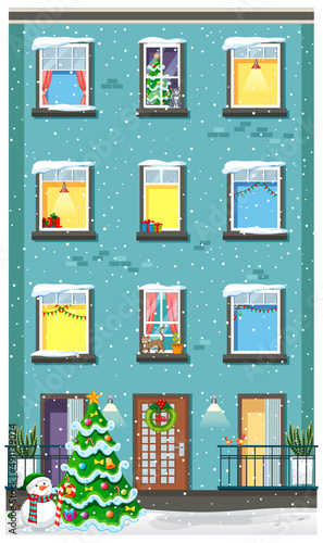 Apartment building with windows