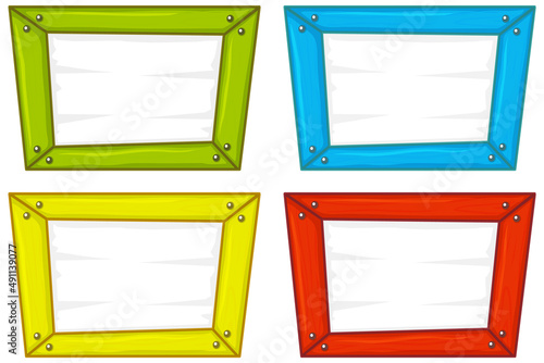 Set of wooden sign banner in colour
