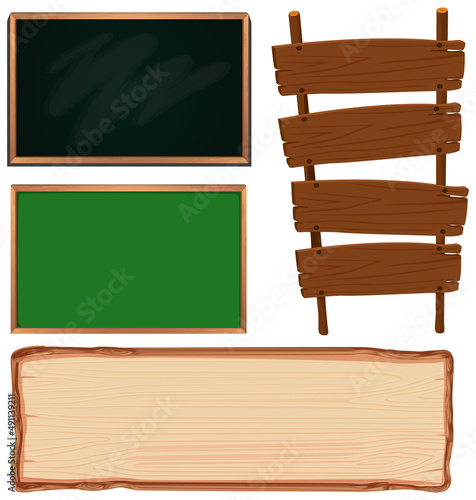 Set of wooden sign banner