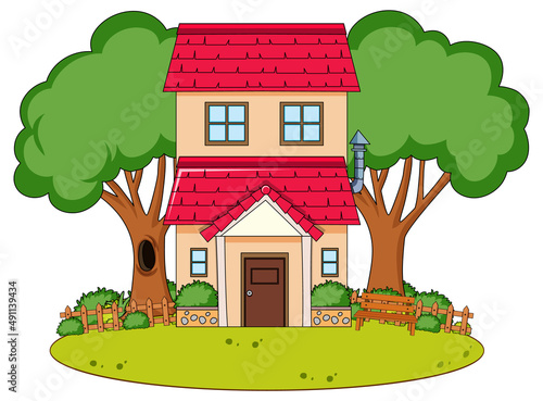 A simple house in nature background