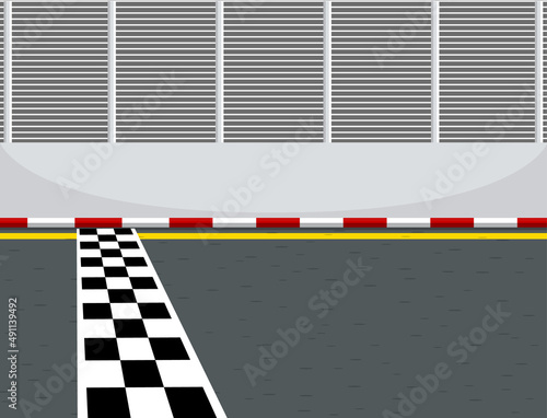 Race track with start or finish line