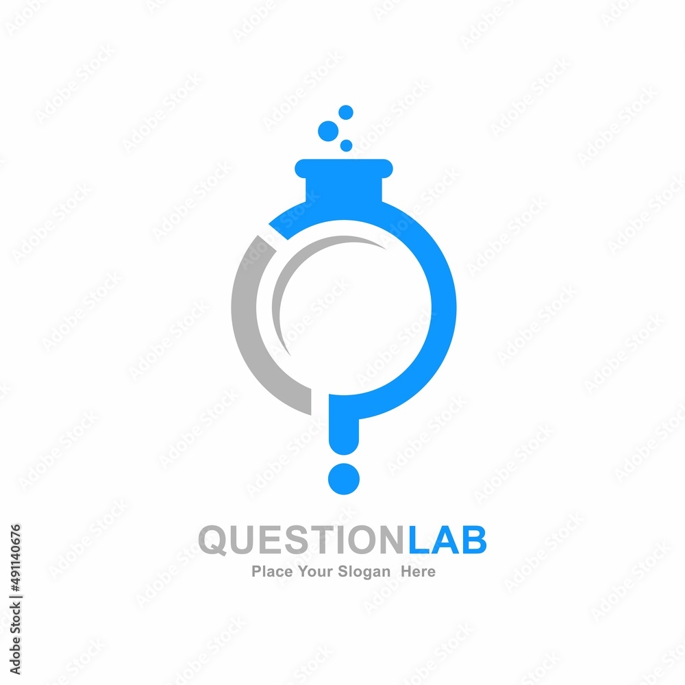Question lab vector logo template. Suitable for business, research education and studio Question lab vector logo template. Suitable for business, research education and studio