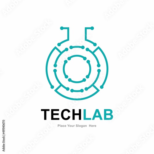 Technology lab vector logo design. Suitable for technology science research