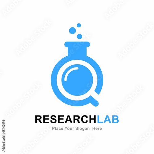 Magnifying glass lab logo vector logo design. Suitable for research, education and magnifying glass label