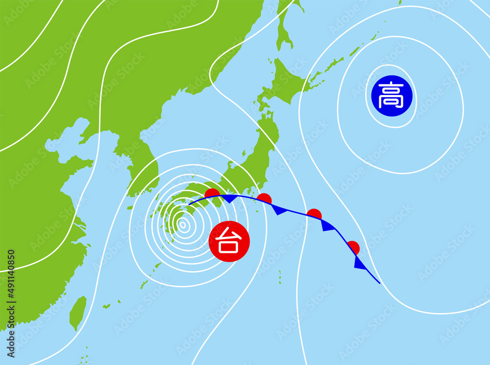 台風の気圧配置図 Stock Illustration | Adobe Stock