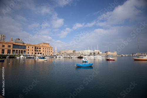 Fishing boats in the harbor of Bari at the Italian coast - travel photography