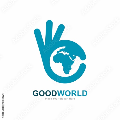 Good world logo vector design. Suitable for world or earth sign and hand symbol