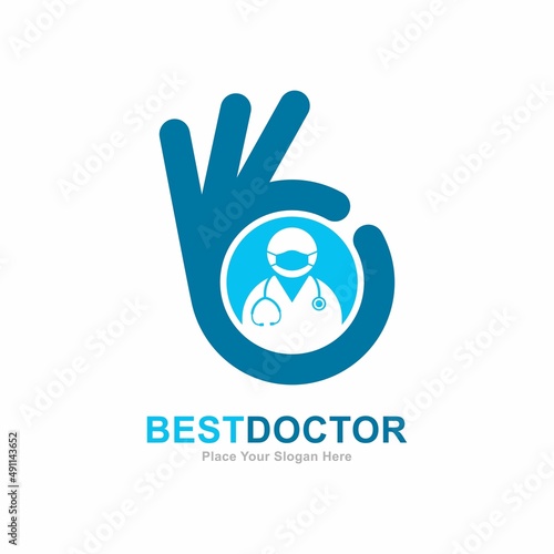 Good doctor logo vector design. Suitable for business, health and hand symbol