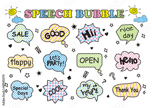 Comic handwritten speech bubble set