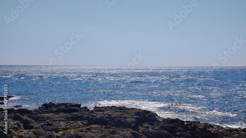 The coast of the black rock where the waves break beautifully.