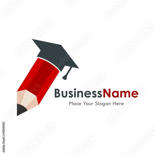Pencil graduate vector template logo. Suitable for business, education, web and design