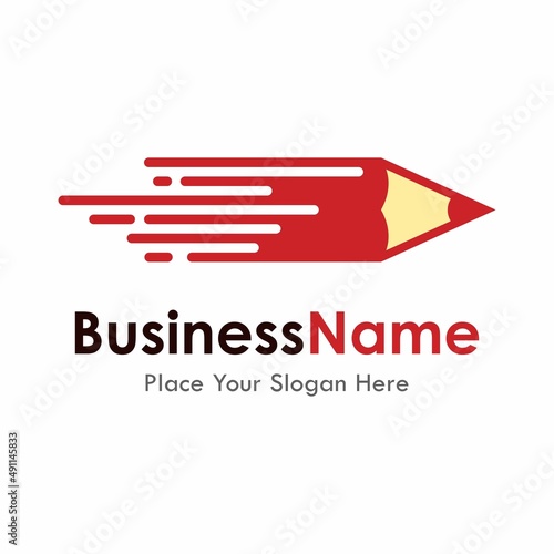 Fast pencil vector logo template. Suitable for business, education, web 