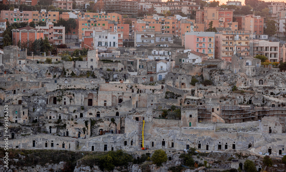 Sassi in the city of Matera Italy at sunset - travel photography