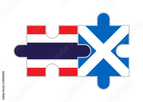 puzzle pieces of thailand and scotland flags. vector illustration isolated on white background photo