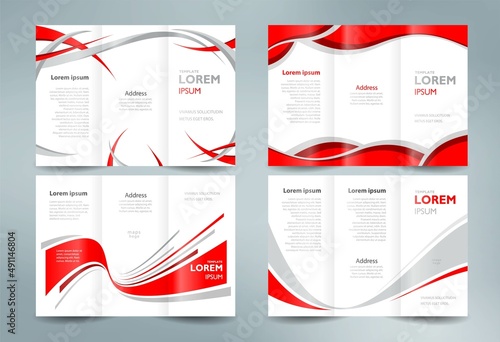 Business brochure set design template folder booklet tri-fold stripes curves