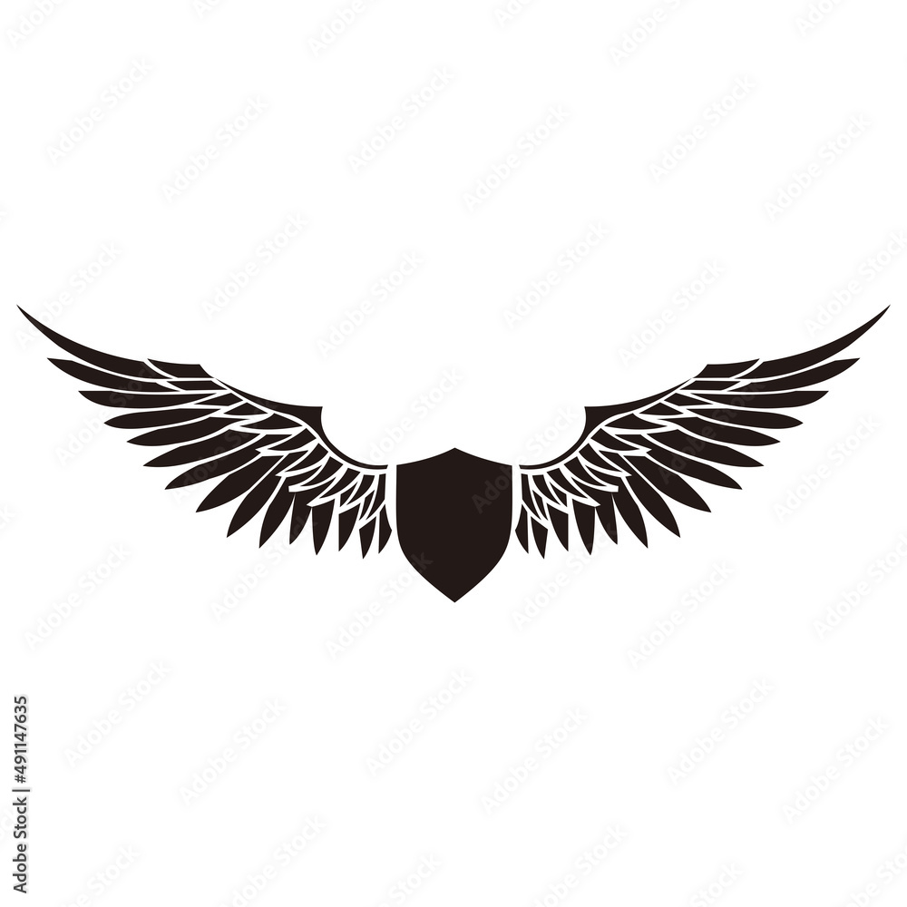 Fototapeta premium shield and wings icon vector illustration sign 