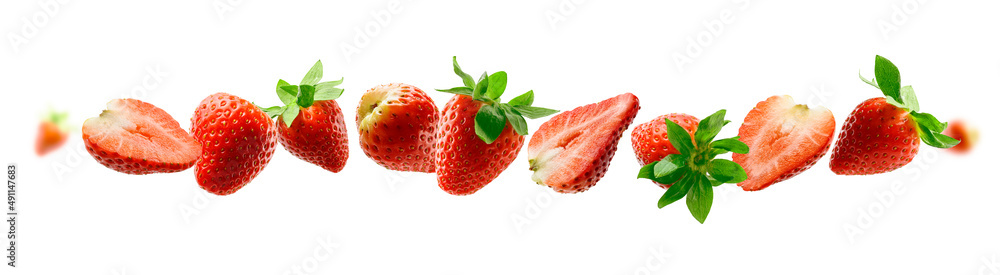 Strawberry berry levitating on a white background