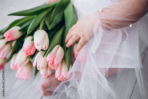 tulips. Flowers for women's day. Pink