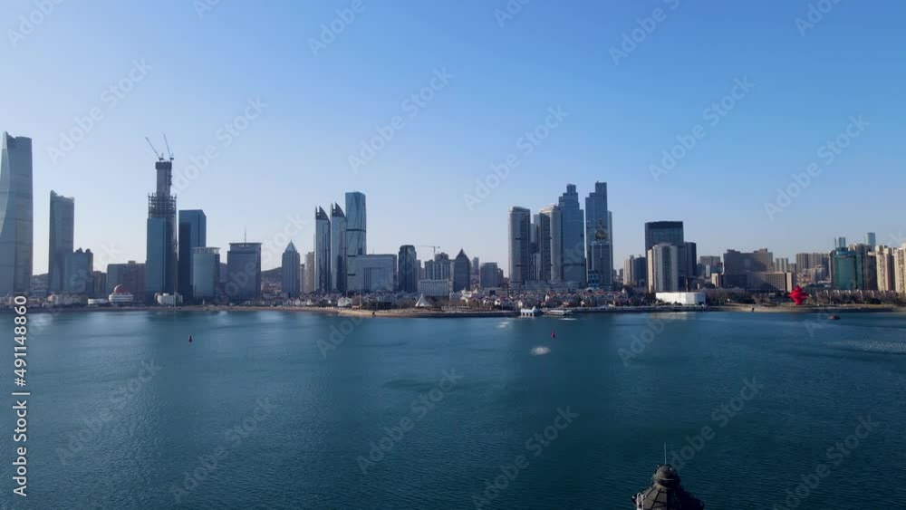 Aerial photography of modern architecture landscape skyline of Qingdao Olympic Sailing Center Aerial photography of modern architecture landscape skyline of Qingdao Olympic Sailing Center