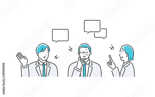 会話する三人の会社員