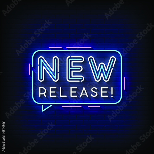 New Release Neon Signs Style Text Vector
