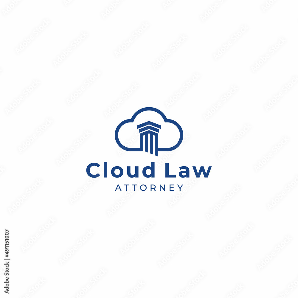 Creative modern initial law firm pillar on cloud logo symbol template