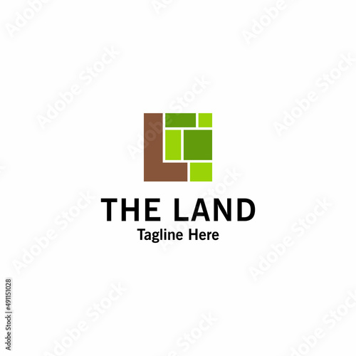 Illustration abstract green landscape farm logo design template
