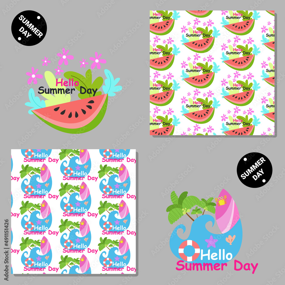 Set of vector seamless patterns with animals. Hand drawn illustration of and Set of vector seamless patterns with animals. Hand drawn illustration of and
