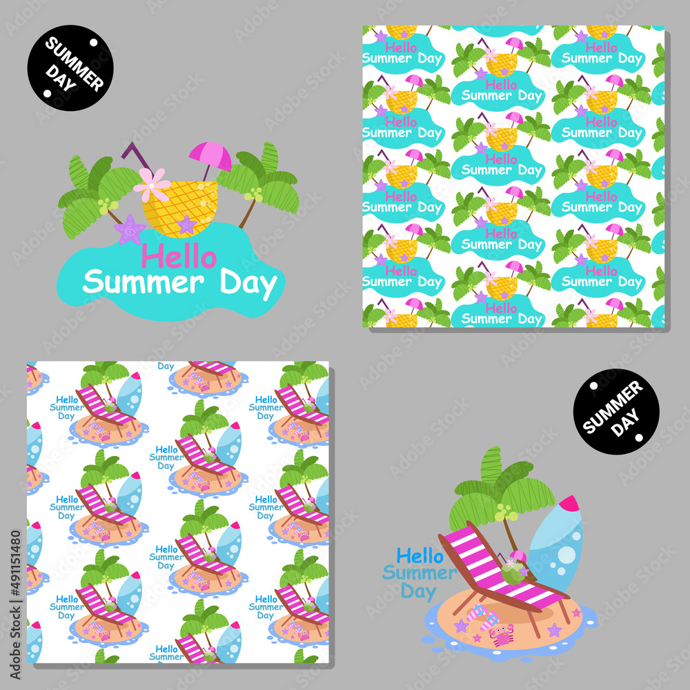 Fototapeta premium Set of vector seamless patterns with animals. Hand drawn illustration of and