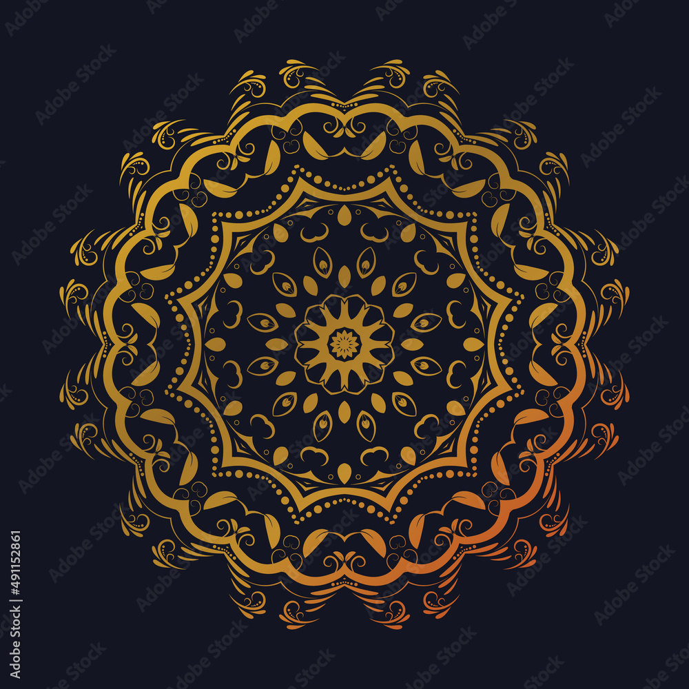 Luxury ornamental mandala design background gold color decoration
