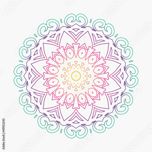 Colorful ornamental mandala design with floral shapes